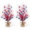 Set of 2 21"H Patriotic/ Americana Red&White&Blue Floral Table Tree